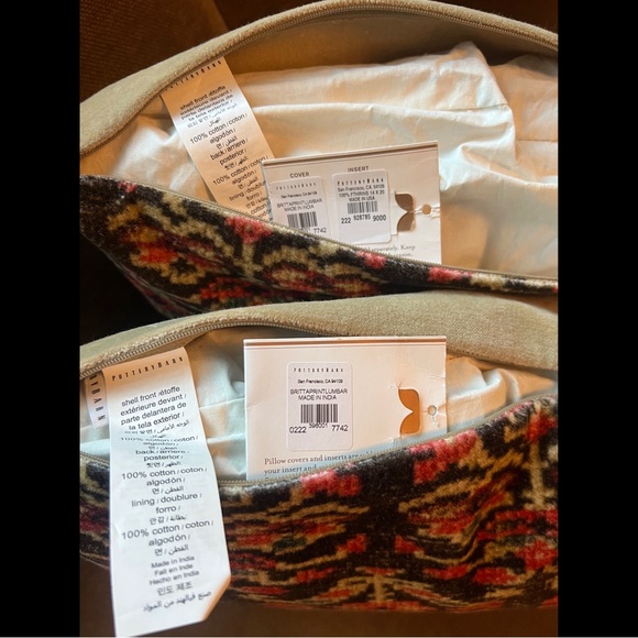 POTTERY BARN Britta Print Cotton Velvet Lumbar Pillow 14x20 - Set of 2 - Picture 13 of 14